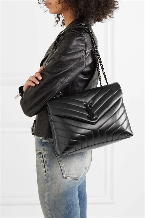 ysl lou lou black|YSL leather shoulder bag.